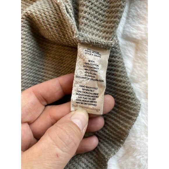 Soft Surroundings Boho Open Cardigan Green Long Sleeves Embroidered Lace M - Picture 8 of 10